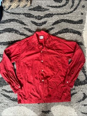 Oxford Men's Button-Front Red Lightweight Shirt Jacket
